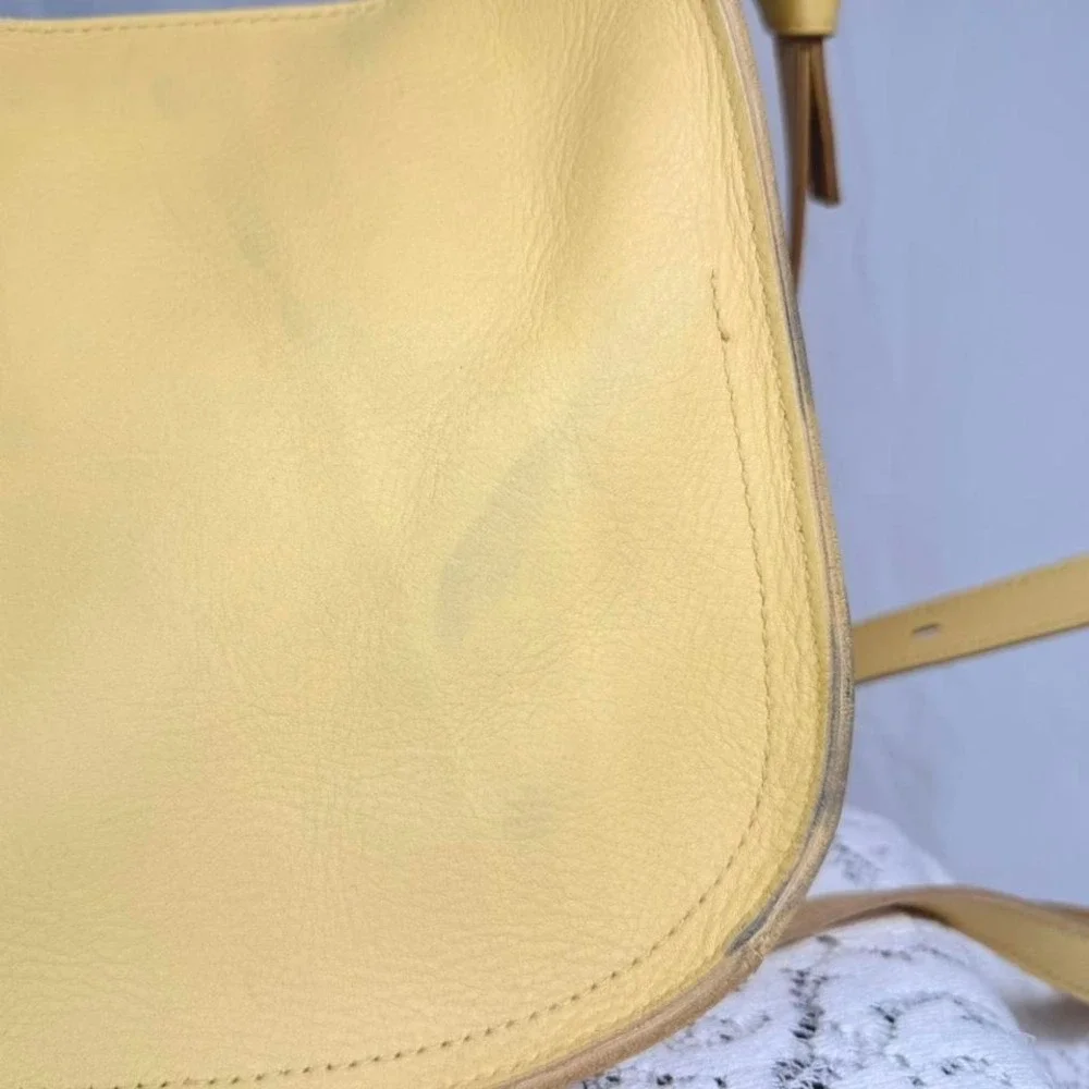 Madewell Yellow Leather Mini Crossbody Bucket Bag
